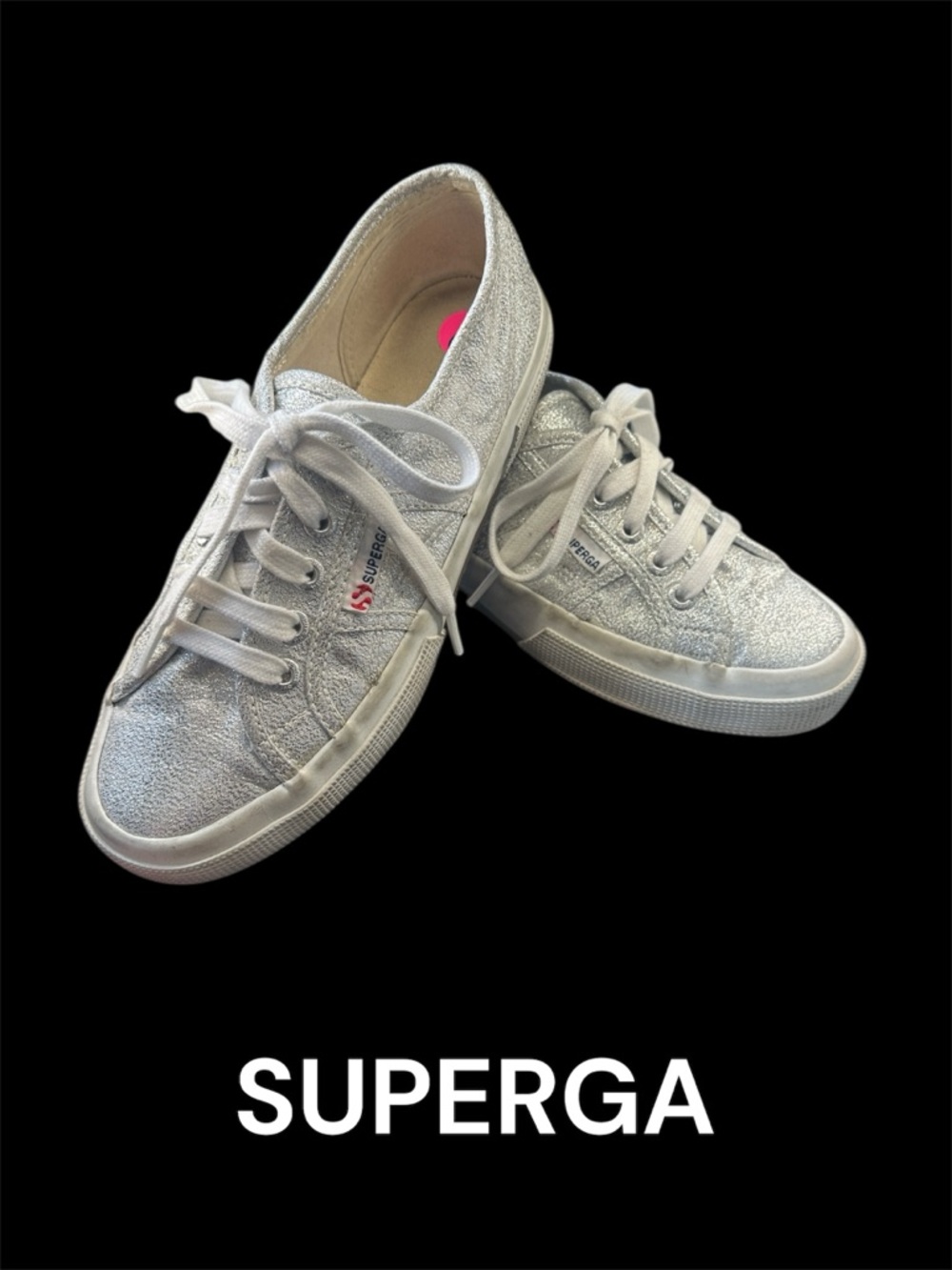 Superga Silver Metallic Low-Top Lace-Up Sneakers!!! Size 36 (5)